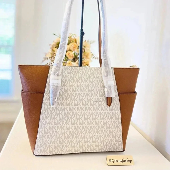 Michael Kors Charlotte Top Zip Tote shoulder bag Vanilla - Picture 6 of 11